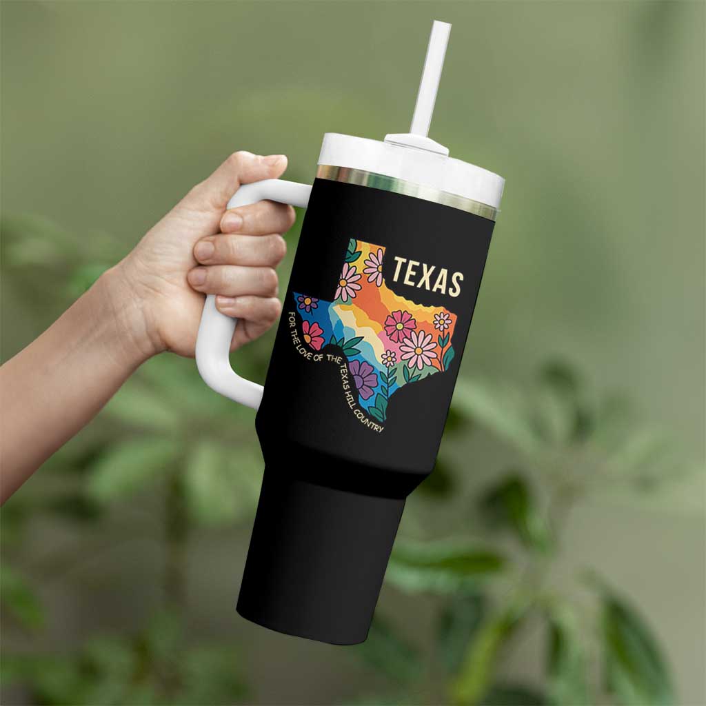Texas Floral Boho Tumbler With Handle For the Love of the Texas Hill Country Southern Pride - Wonder Print Shop