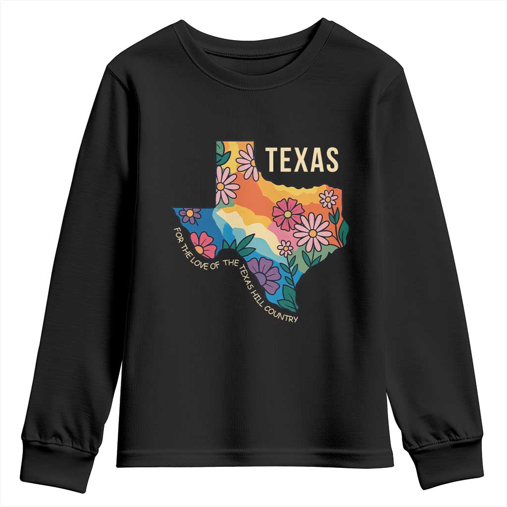 Texas Floral Boho Youth Sweatshirt For the Love of the Texas Hill Country Southern Pride - Wonder Print Shop