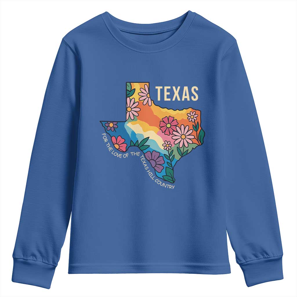 Texas Floral Boho Youth Sweatshirt For the Love of the Texas Hill Country Southern Pride - Wonder Print Shop