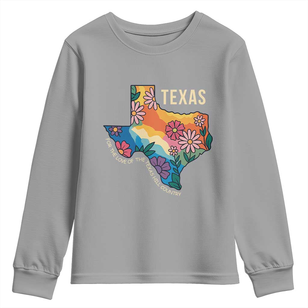 Texas Floral Boho Youth Sweatshirt For the Love of the Texas Hill Country Southern Pride - Wonder Print Shop