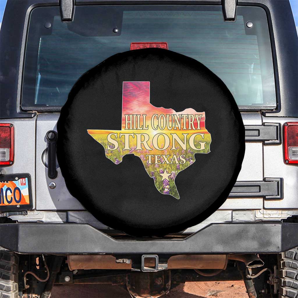 Hill Country Strong Texas Spare Tire Cover Sunset Bluebonnet Resilience - Wonder Print Shop
