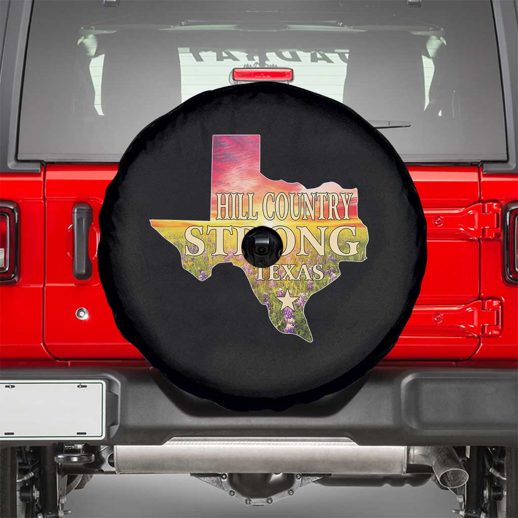 Hill Country Strong Texas Spare Tire Cover Sunset Bluebonnet Resilience - Wonder Print Shop