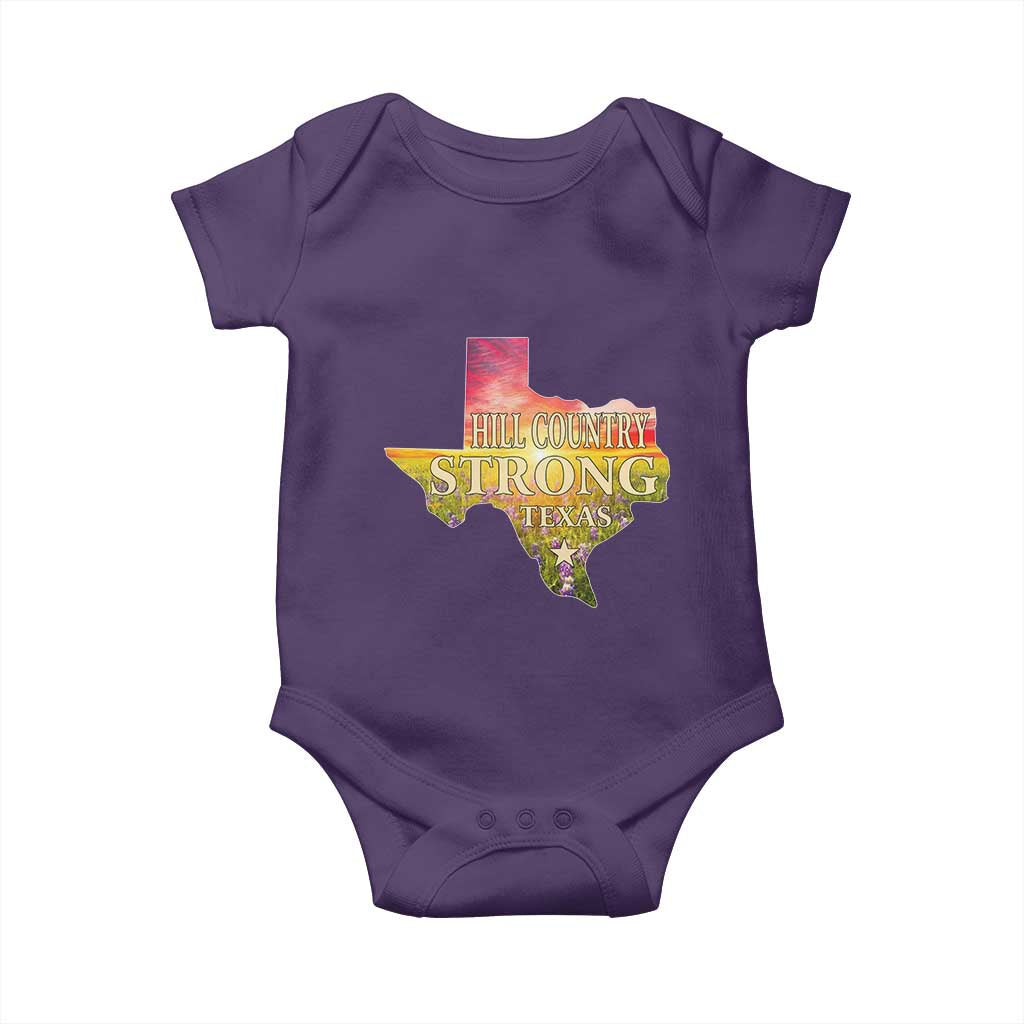 Hill Country Strong Texas Baby Onesie Sunset Bluebonnet Resilience - Wonder Print Shop