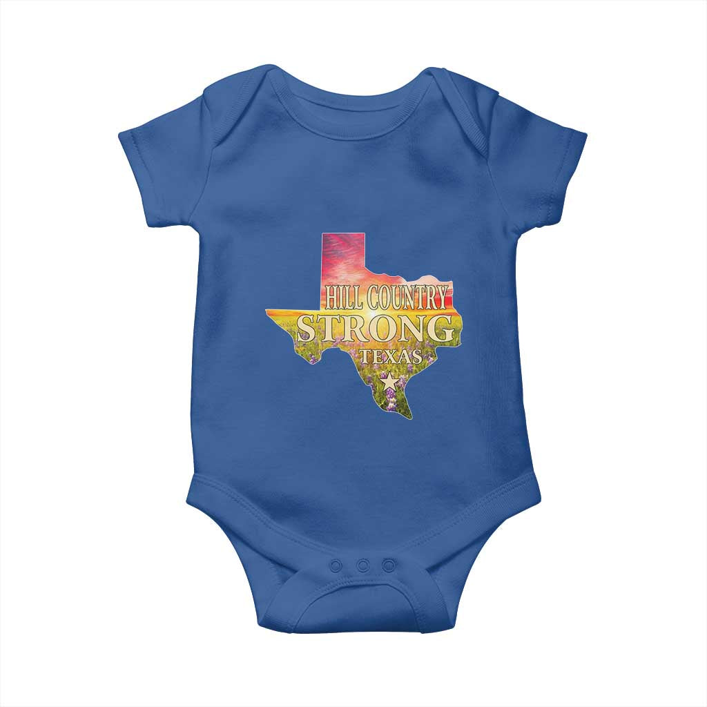 Hill Country Strong Texas Baby Onesie Sunset Bluebonnet Resilience - Wonder Print Shop