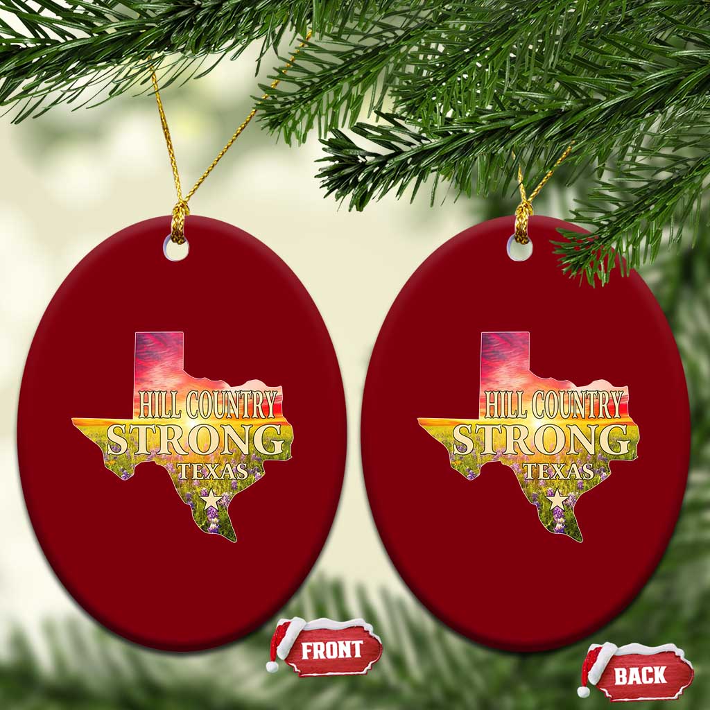 Hill Country Strong Texas Ceramic Ornament Sunset Bluebonnet Resilience - Wonder Print Shop