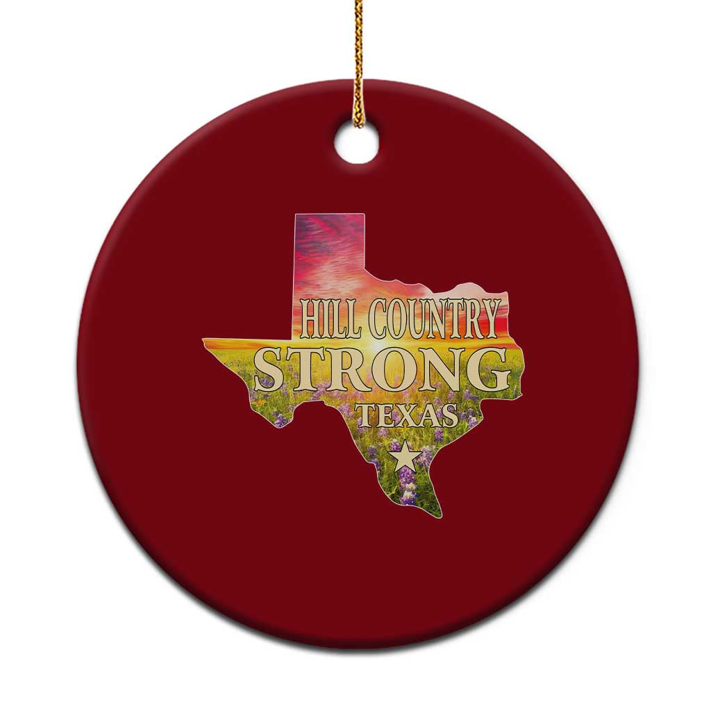 Hill Country Strong Texas Ceramic Ornament Sunset Bluebonnet Resilience - Wonder Print Shop
