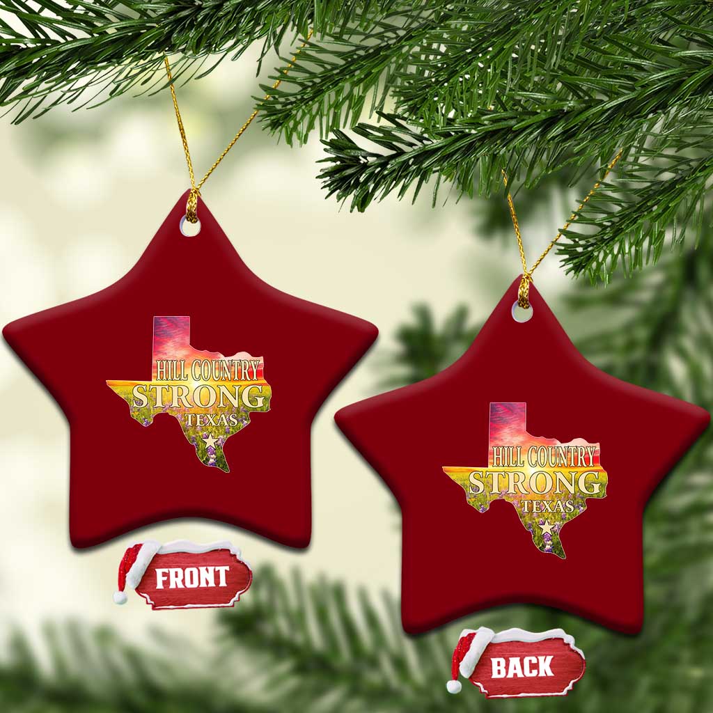 Hill Country Strong Texas Ceramic Ornament Sunset Bluebonnet Resilience - Wonder Print Shop