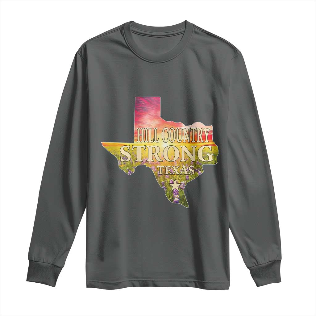 Hill Country Strong Texas Long Sleeve Shirt Sunset Bluebonnet Resilience - Wonder Print Shop