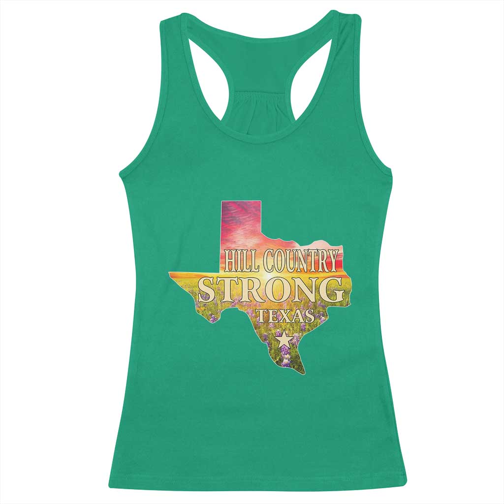 Hill Country Strong Texas Racerback Tank Top Sunset Bluebonnet Resilience - Wonder Print Shop