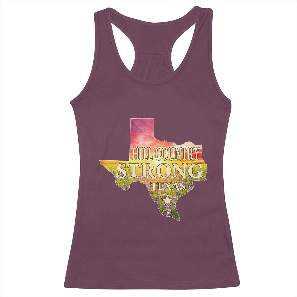 Hill Country Strong Texas Racerback Tank Top Sunset Bluebonnet Resilience - Wonder Print Shop