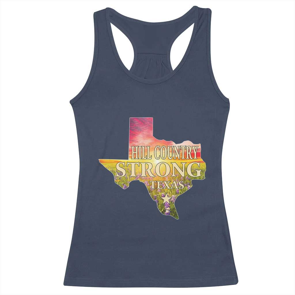 Hill Country Strong Texas Racerback Tank Top Sunset Bluebonnet Resilience - Wonder Print Shop