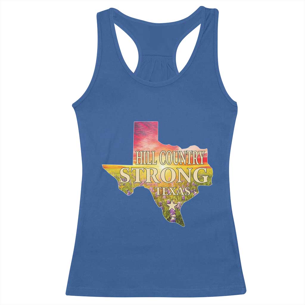 Hill Country Strong Texas Racerback Tank Top Sunset Bluebonnet Resilience - Wonder Print Shop