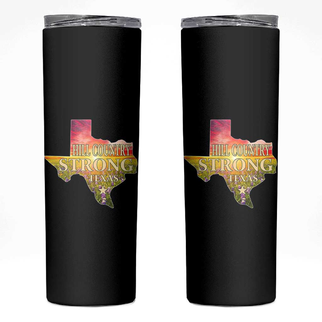 Hill Country Strong Texas Skinny Tumbler Sunset Bluebonnet Resilience - Wonder Print Shop