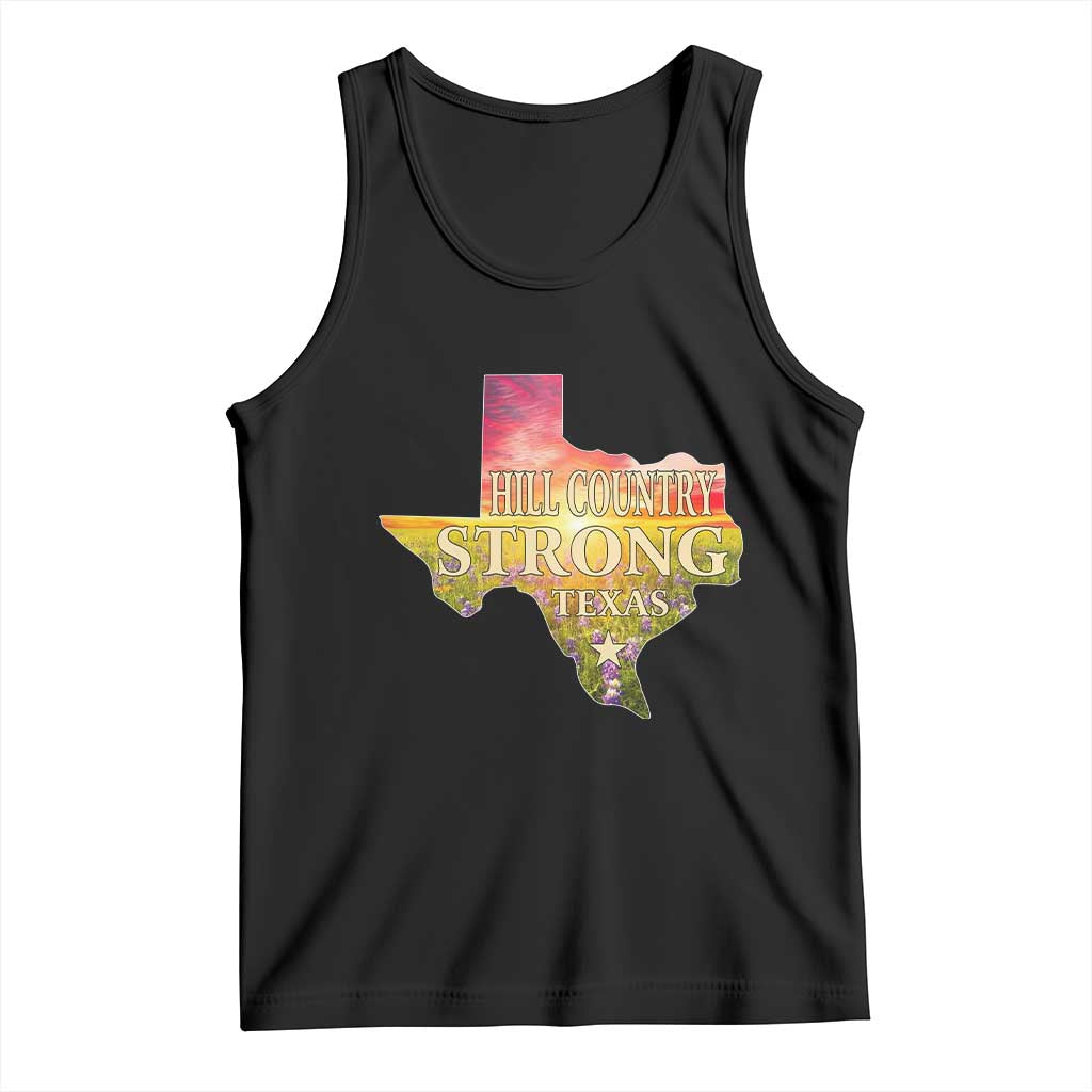 Hill Country Strong Texas Tank Top Sunset Bluebonnet Resilience - Wonder Print Shop