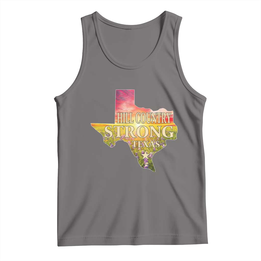 Hill Country Strong Texas Tank Top Sunset Bluebonnet Resilience - Wonder Print Shop