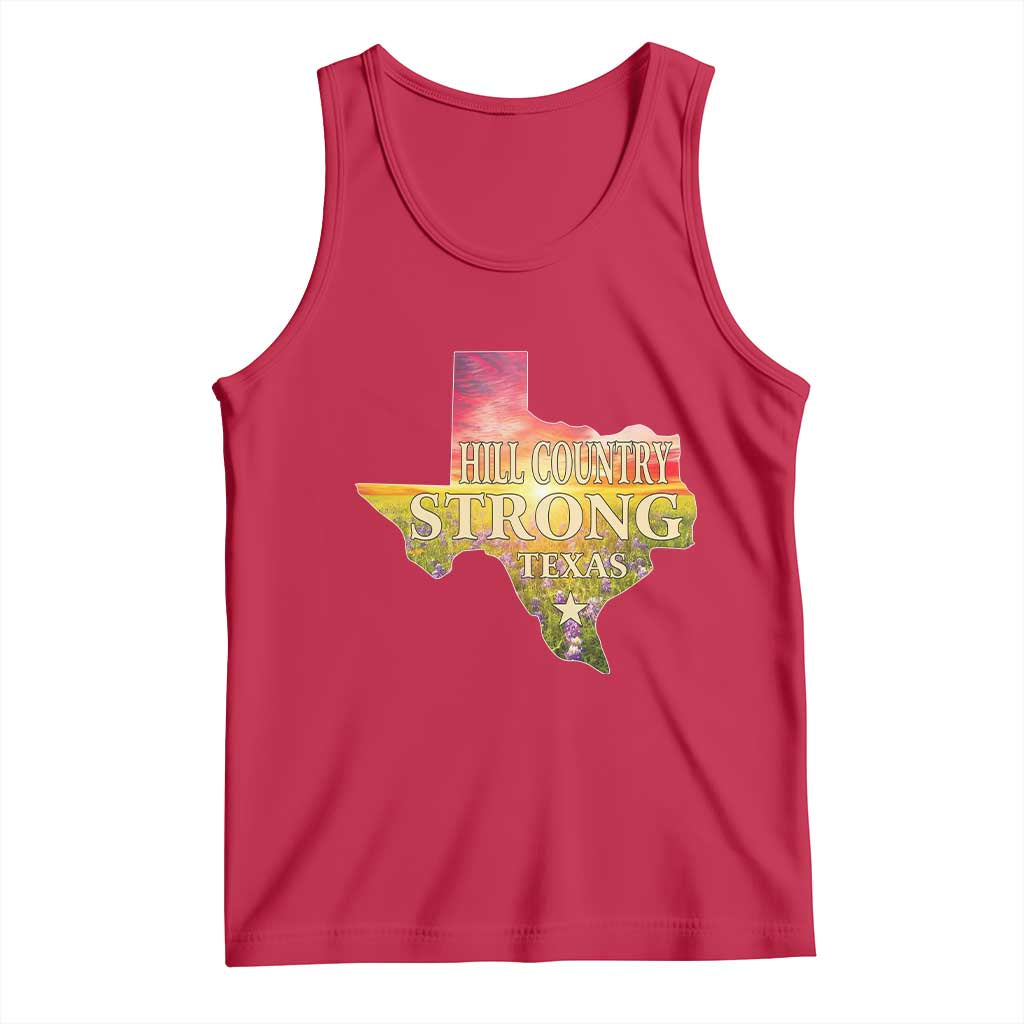Hill Country Strong Texas Tank Top Sunset Bluebonnet Resilience - Wonder Print Shop