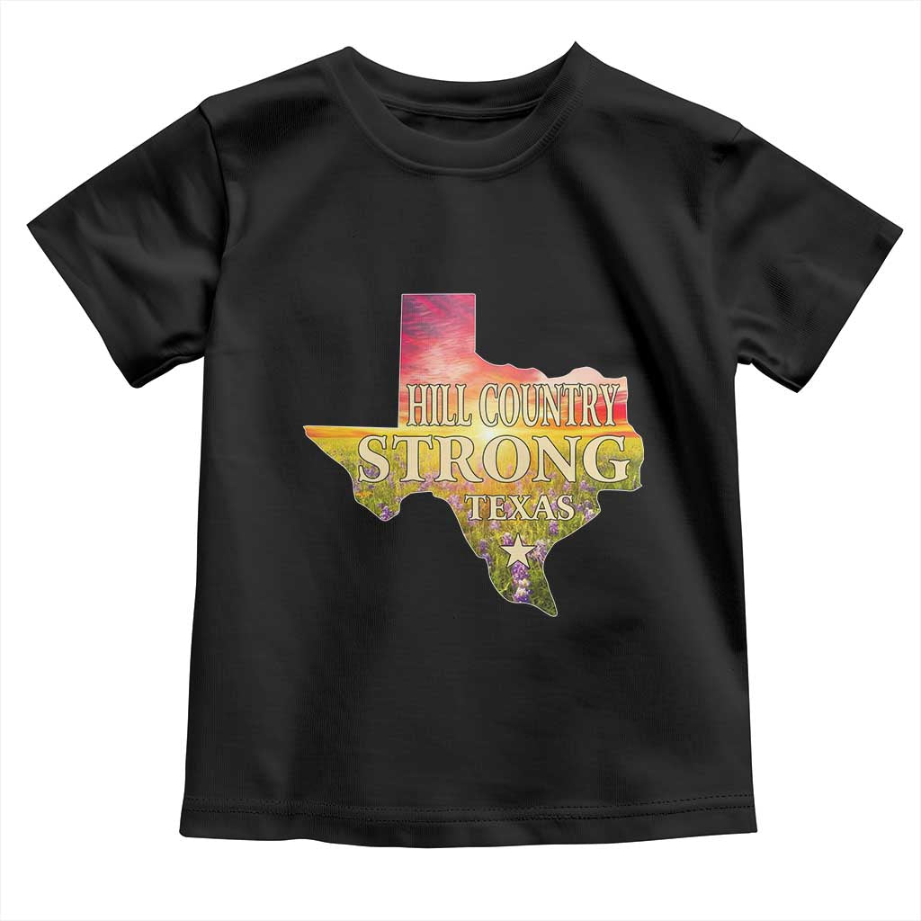 Hill Country Strong Texas Toddler T Shirt Sunset Bluebonnet Resilience - Wonder Print Shop