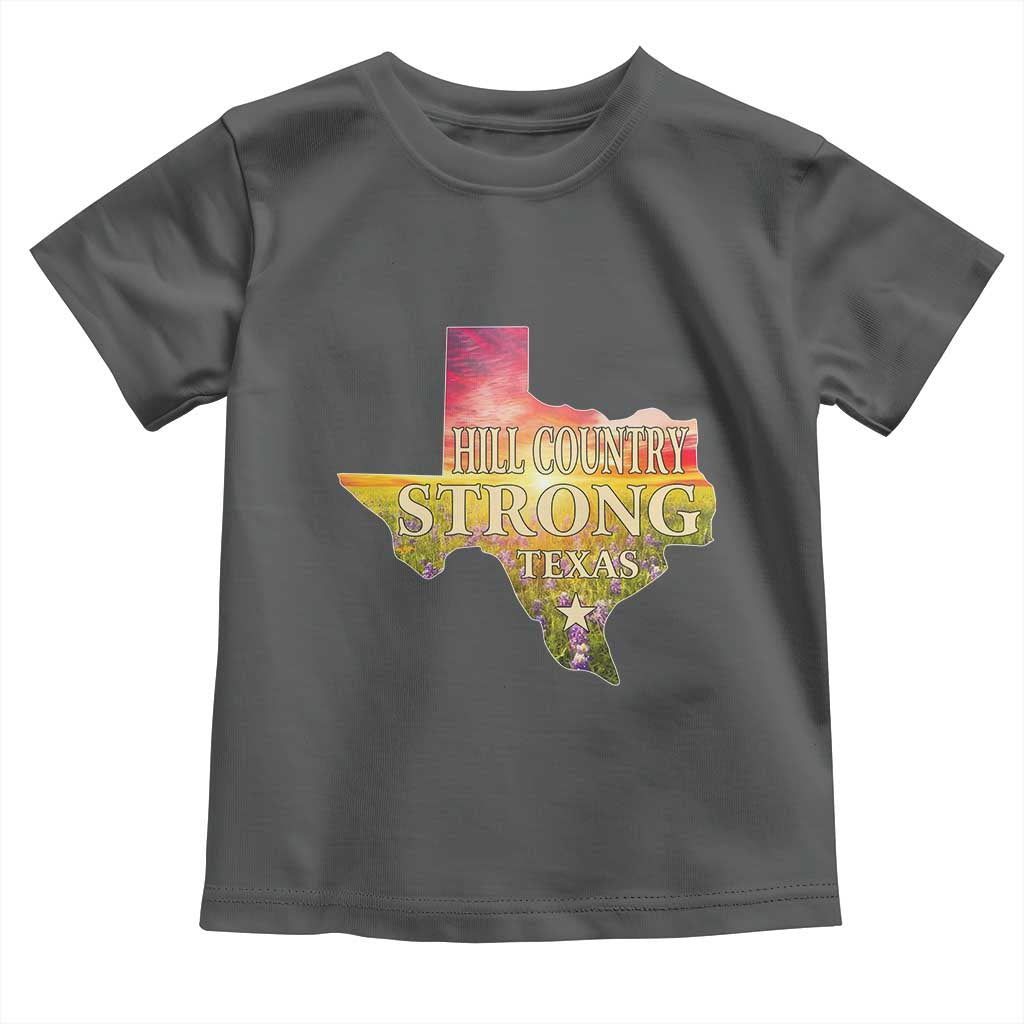 Hill Country Strong Texas Toddler T Shirt Sunset Bluebonnet Resilience - Wonder Print Shop