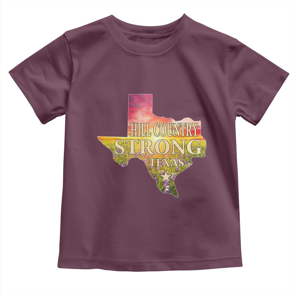 Hill Country Strong Texas Toddler T Shirt Sunset Bluebonnet Resilience - Wonder Print Shop