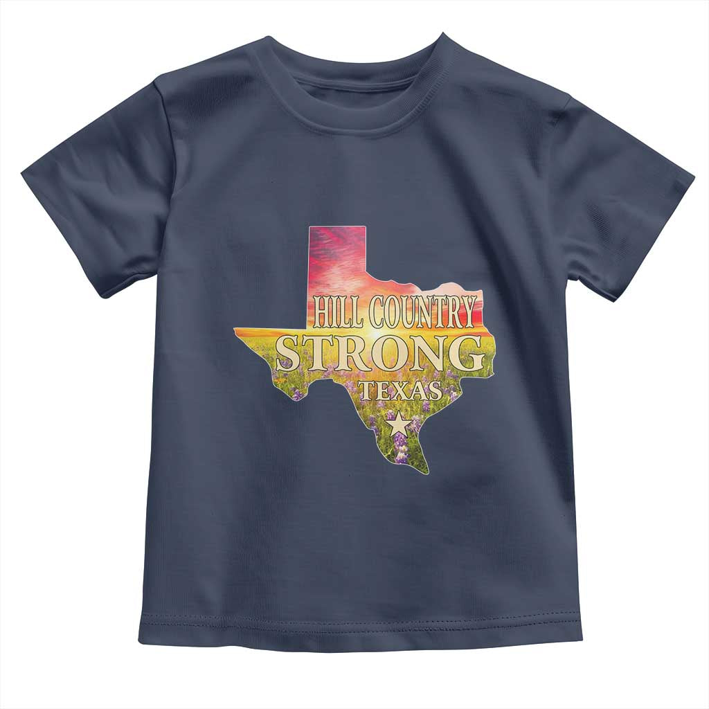 Hill Country Strong Texas Toddler T Shirt Sunset Bluebonnet Resilience - Wonder Print Shop