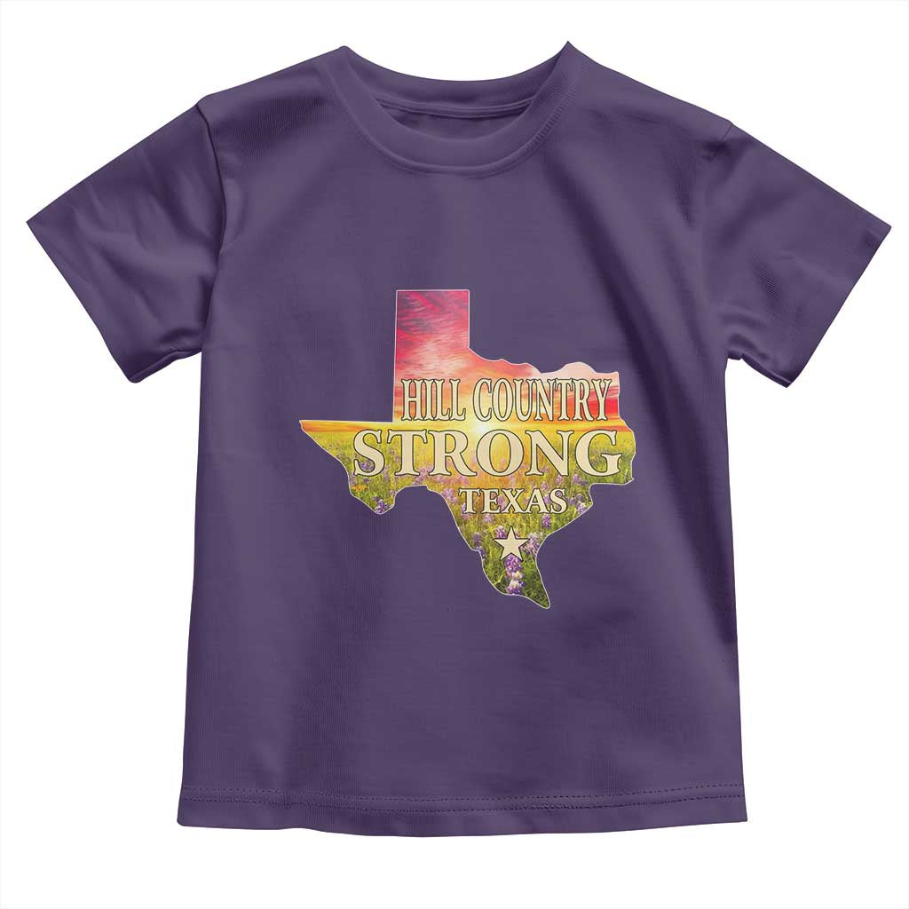 Hill Country Strong Texas Toddler T Shirt Sunset Bluebonnet Resilience - Wonder Print Shop