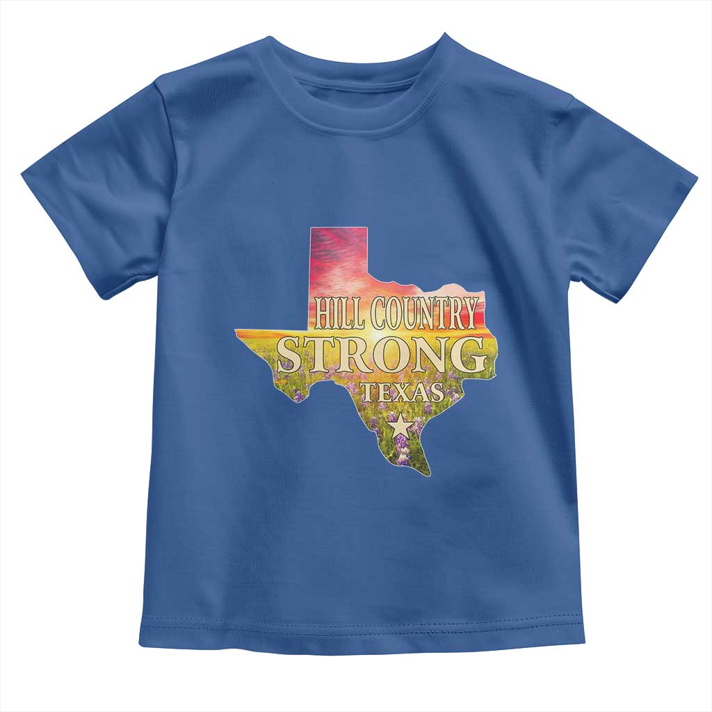 Hill Country Strong Texas Toddler T Shirt Sunset Bluebonnet Resilience - Wonder Print Shop