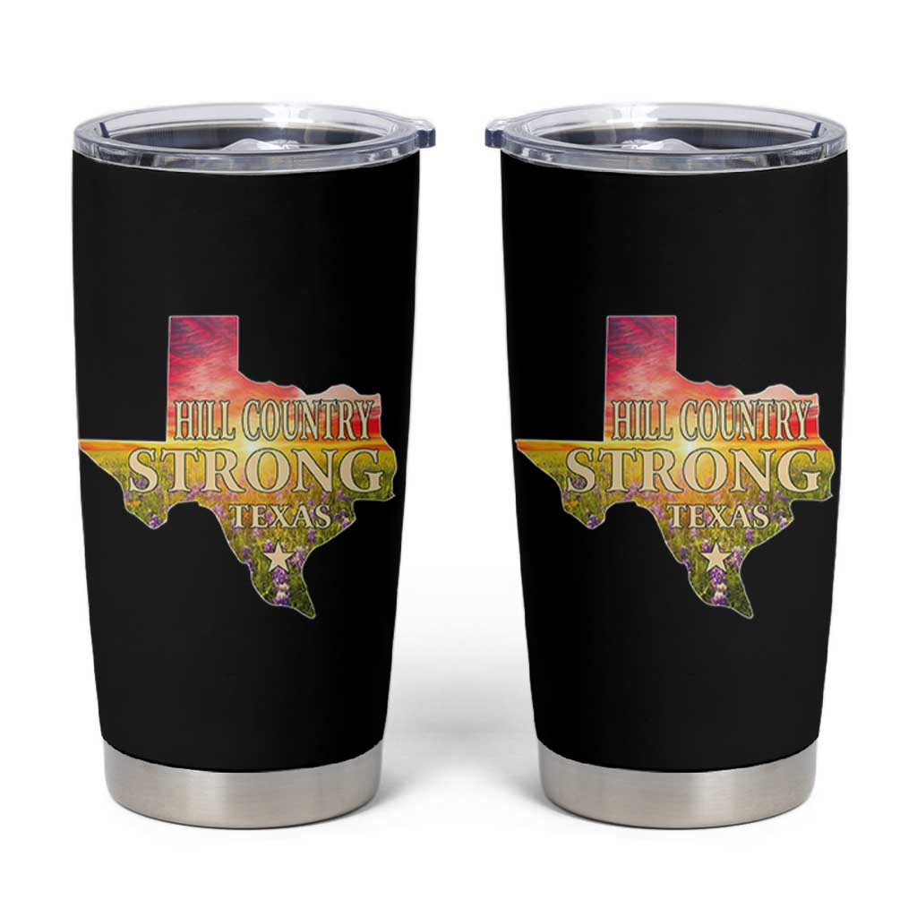 Hill Country Strong Texas Tumbler Cup Sunset Bluebonnet Resilience - Wonder Print Shop