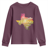 Hill Country Strong Texas Youth Sweatshirt Sunset Bluebonnet Resilience - Wonder Print Shop