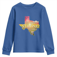 Hill Country Strong Texas Youth Sweatshirt Sunset Bluebonnet Resilience - Wonder Print Shop