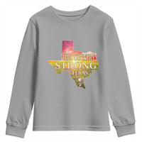 Hill Country Strong Texas Youth Sweatshirt Sunset Bluebonnet Resilience - Wonder Print Shop