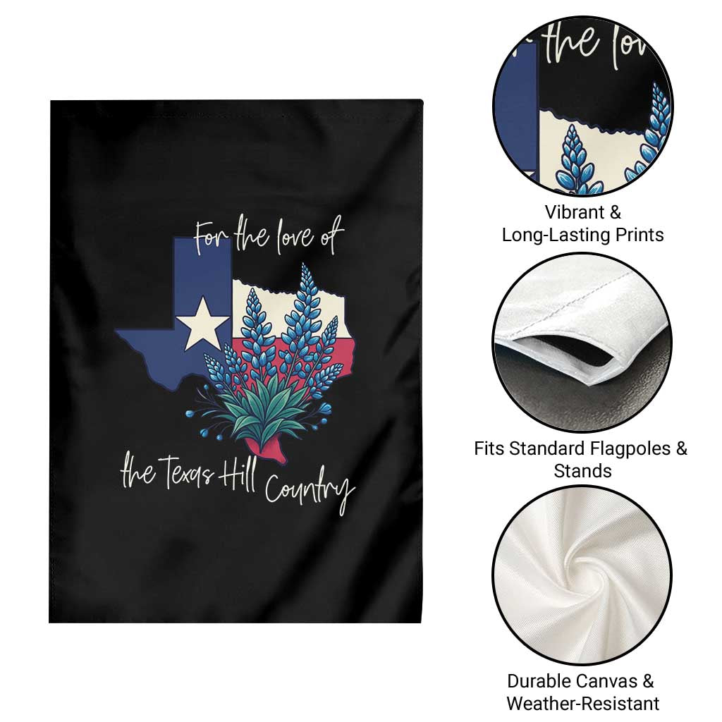 For the Love of the Texas Hill Country Garden Flag Bluebonnet Floral Patriotic Flag - Wonder Print Shop
