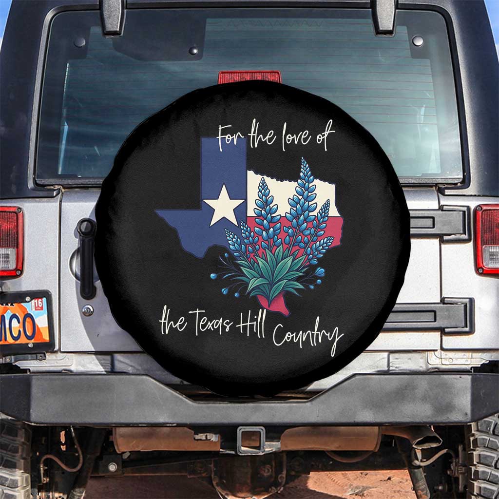 For the Love of the Texas Hill Country Spare Tire Cover Bluebonnet Floral Patriotic Flag - Wonder Print Shop