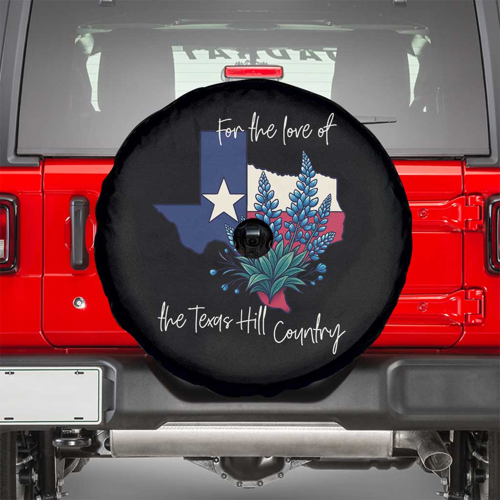 For the Love of the Texas Hill Country Spare Tire Cover Bluebonnet Floral Patriotic Flag - Wonder Print Shop