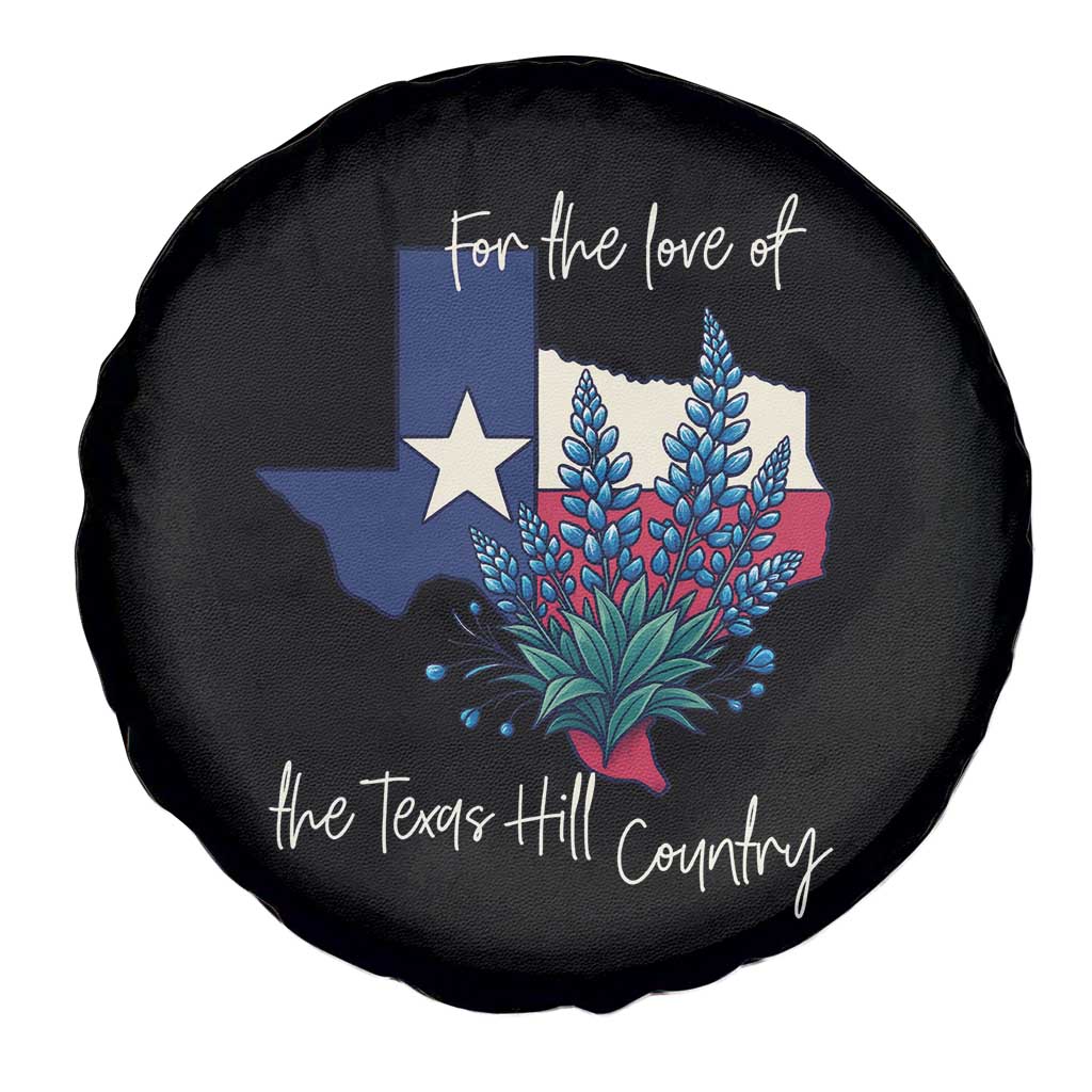 For the Love of the Texas Hill Country Spare Tire Cover Bluebonnet Floral Patriotic Flag - Wonder Print Shop