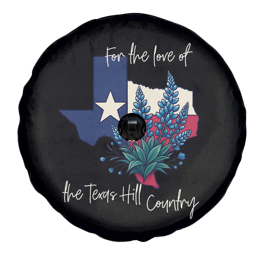For the Love of the Texas Hill Country Spare Tire Cover Bluebonnet Floral Patriotic Flag - Wonder Print Shop