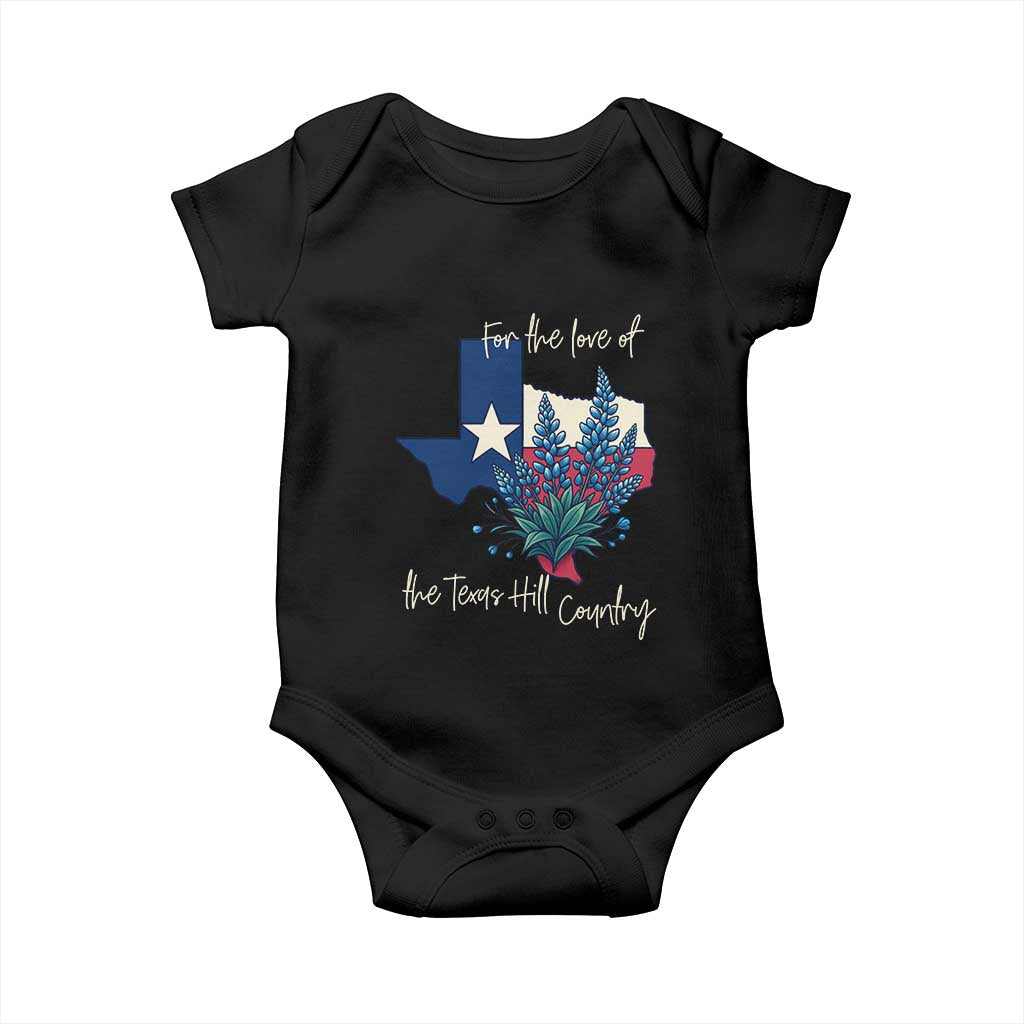 For the Love of the Texas Hill Country Baby Onesie Bluebonnet Floral Patriotic Flag - Wonder Print Shop