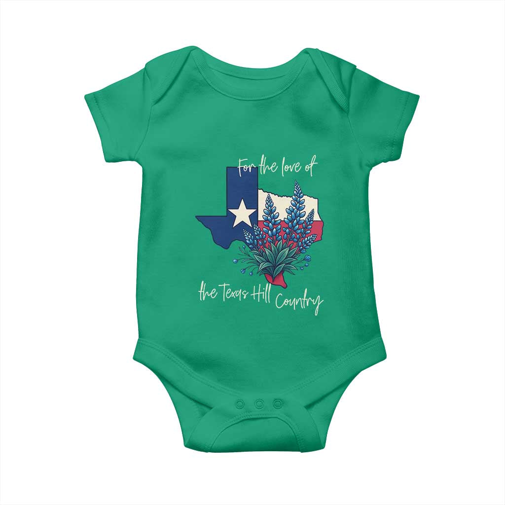For the Love of the Texas Hill Country Baby Onesie Bluebonnet Floral Patriotic Flag - Wonder Print Shop