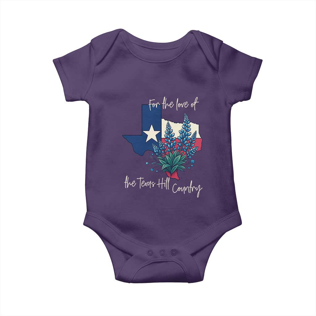For the Love of the Texas Hill Country Baby Onesie Bluebonnet Floral Patriotic Flag - Wonder Print Shop