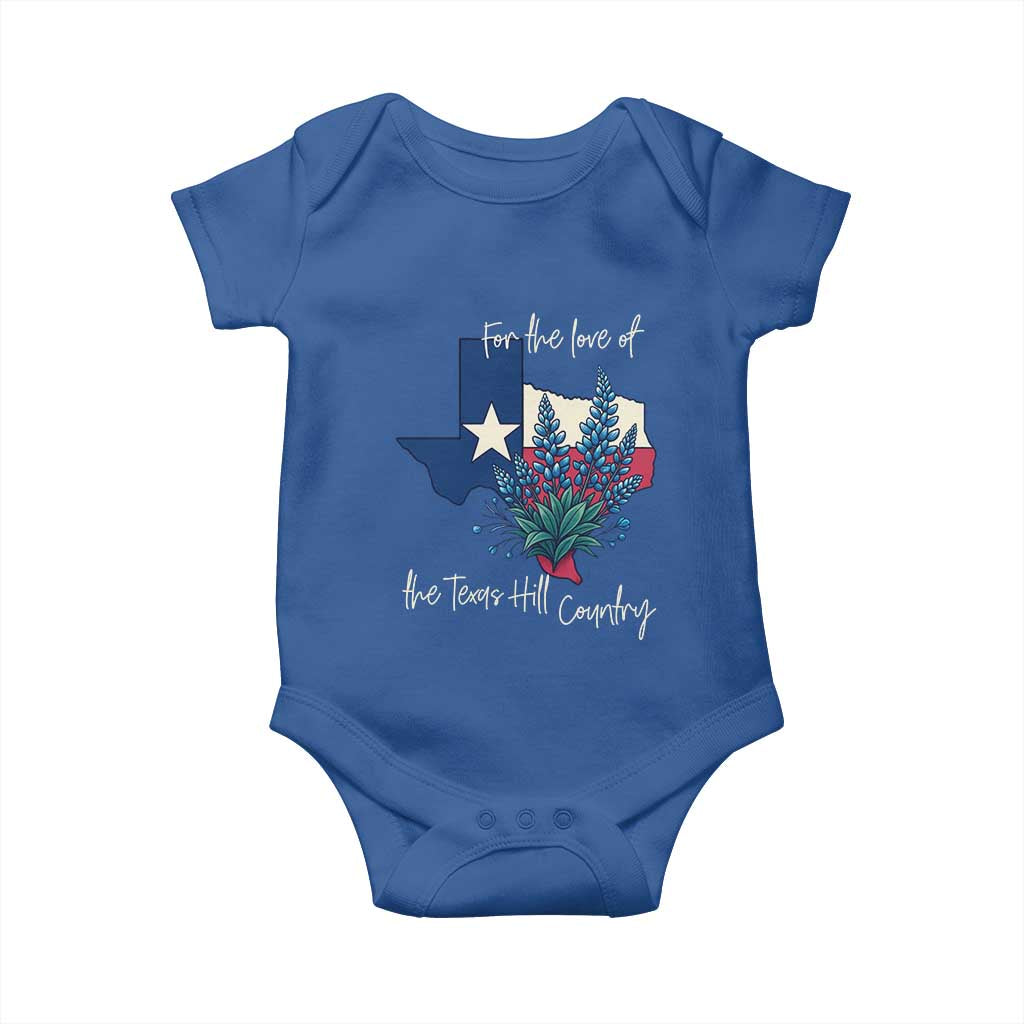 For the Love of the Texas Hill Country Baby Onesie Bluebonnet Floral Patriotic Flag - Wonder Print Shop