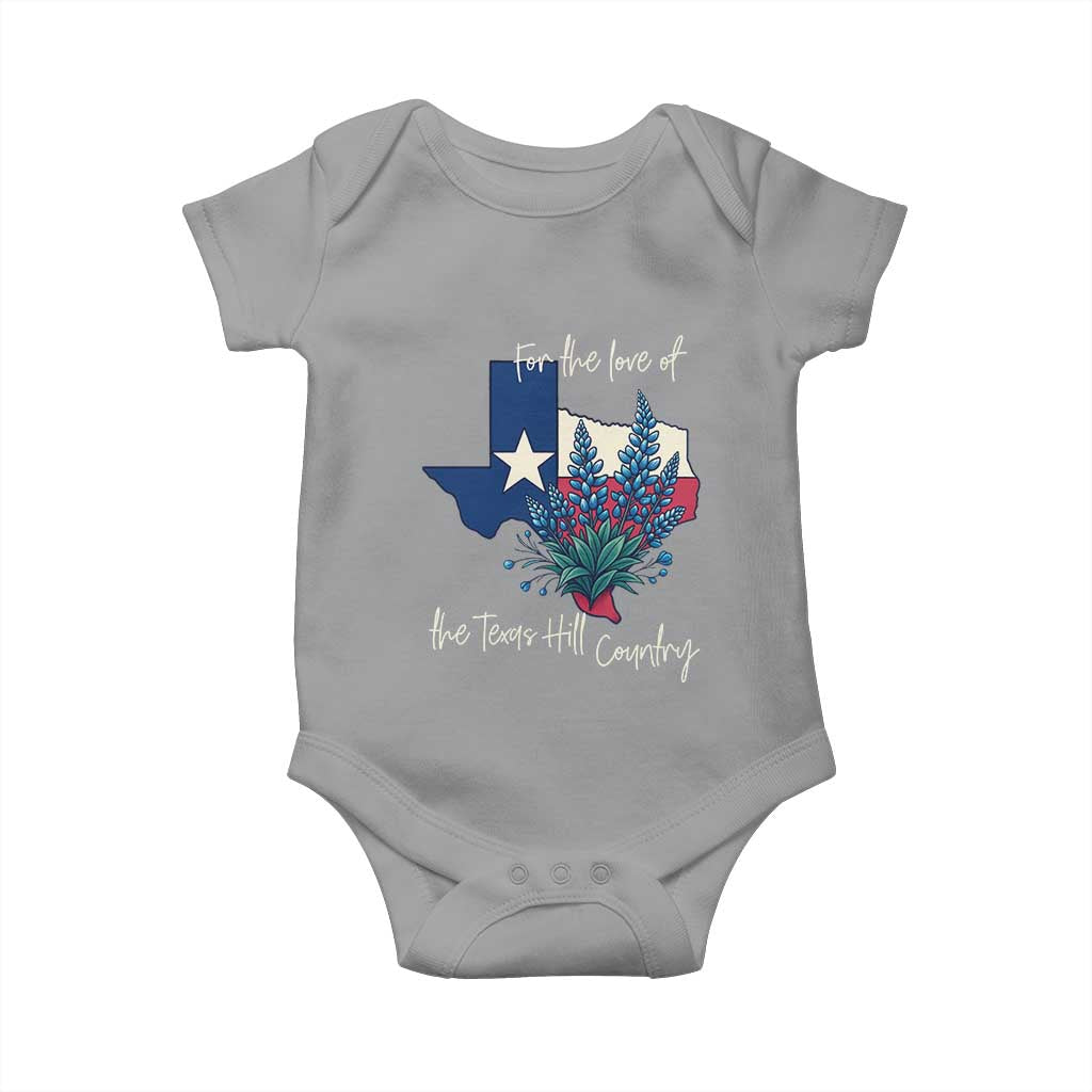 For the Love of the Texas Hill Country Baby Onesie Bluebonnet Floral Patriotic Flag - Wonder Print Shop