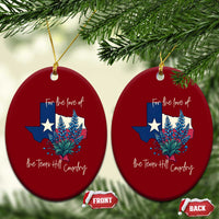 For the Love of the Texas Hill Country Ceramic Ornament Bluebonnet Floral Patriotic Flag - Wonder Print Shop