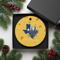 For the Love of the Texas Hill Country Ceramic Ornament Bluebonnet Floral Patriotic Flag - Wonder Print Shop