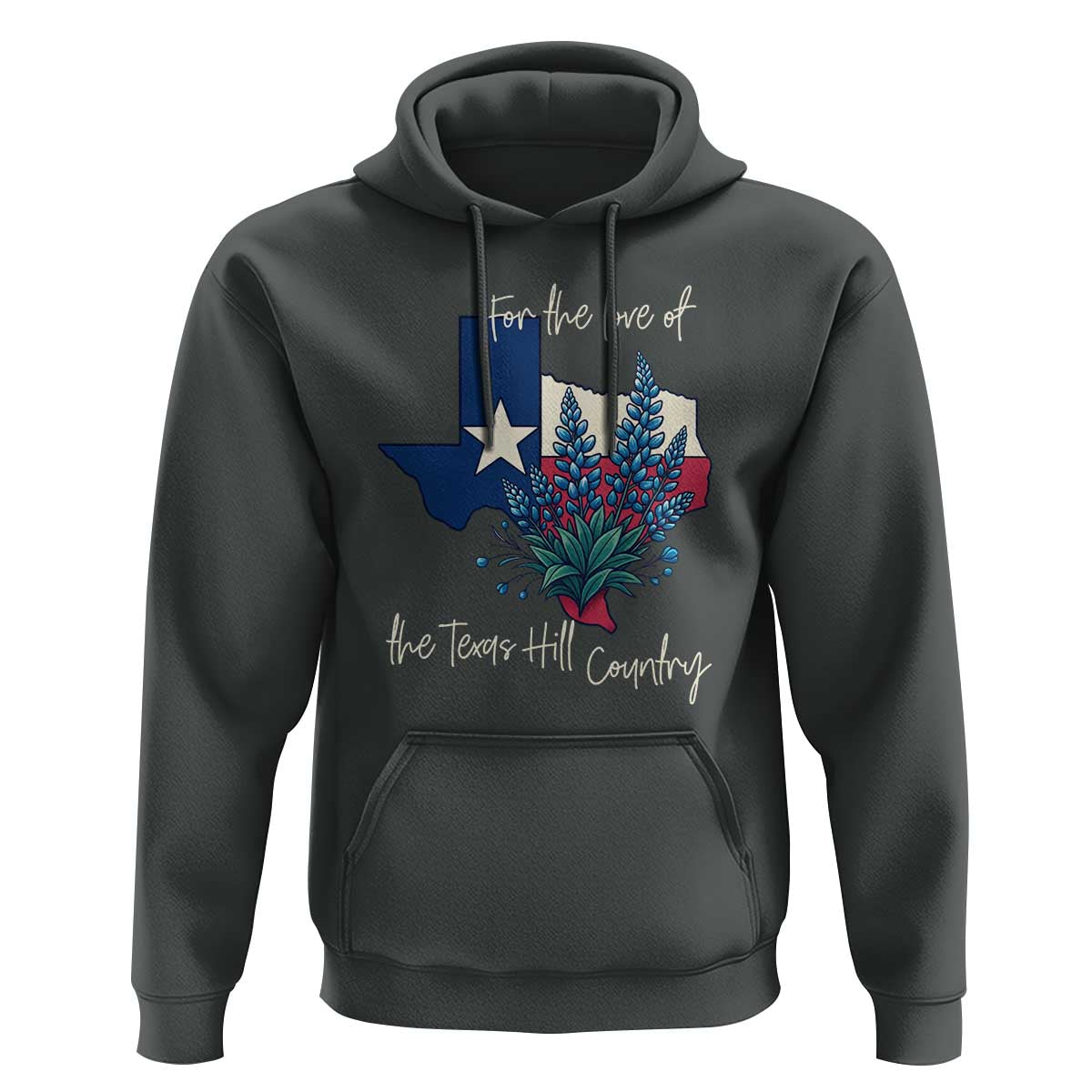 For the Love of the Texas Hill Country Hoodie Bluebonnet Floral Patriotic Flag - Wonder Print Shop