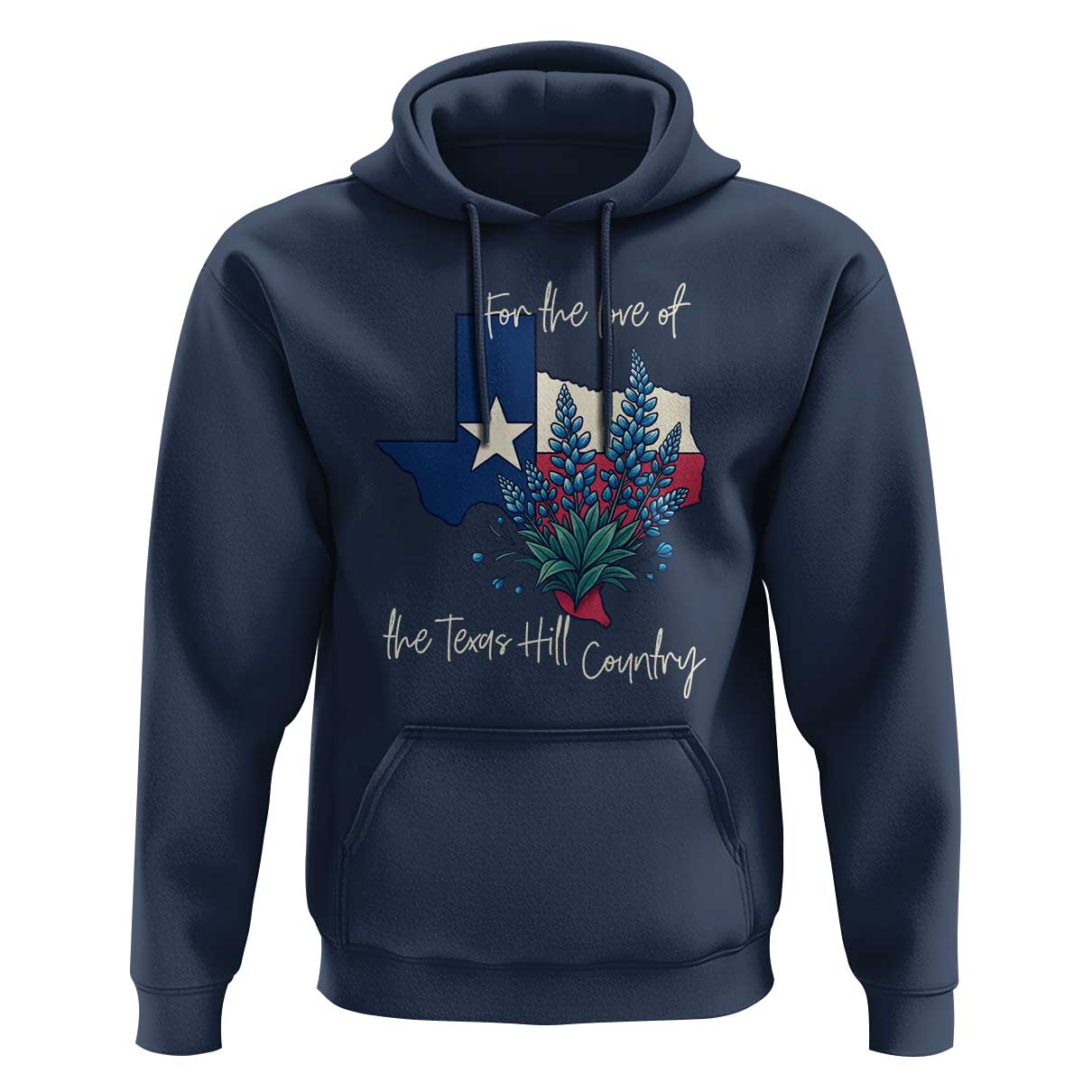 For the Love of the Texas Hill Country Hoodie Bluebonnet Floral Patriotic Flag - Wonder Print Shop