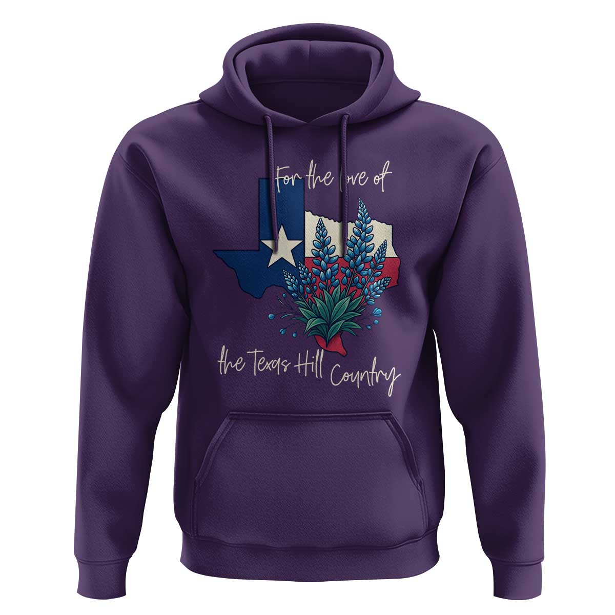 For the Love of the Texas Hill Country Hoodie Bluebonnet Floral Patriotic Flag - Wonder Print Shop