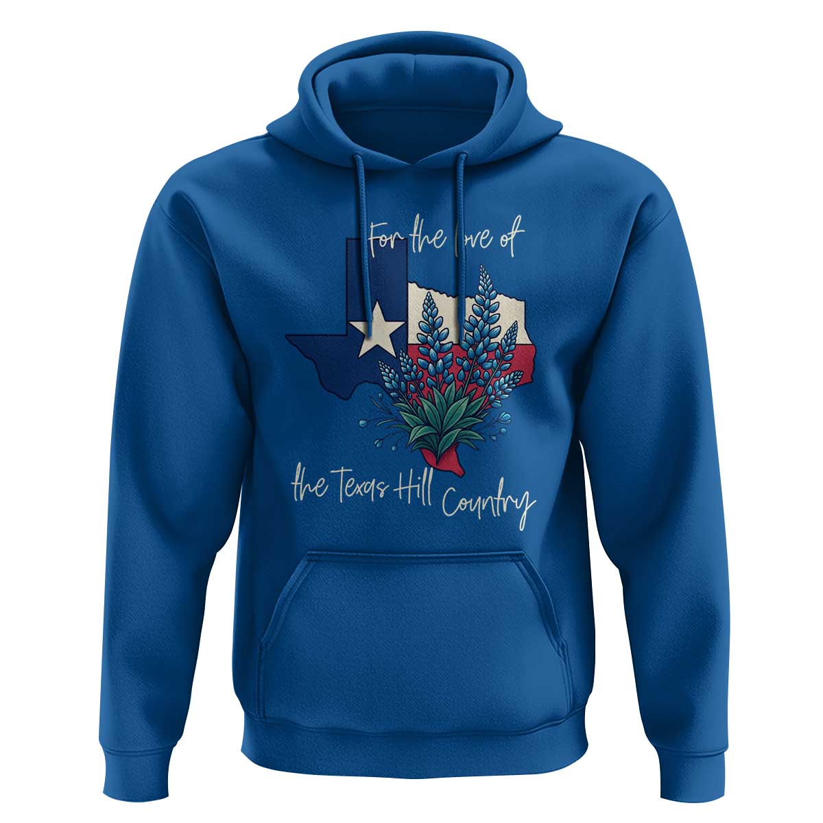 For the Love of the Texas Hill Country Hoodie Bluebonnet Floral Patriotic Flag - Wonder Print Shop