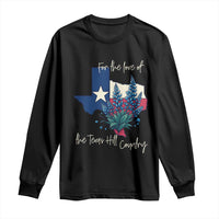 For the Love of the Texas Hill Country Long Sleeve Shirt Bluebonnet Floral Patriotic Flag - Wonder Print Shop