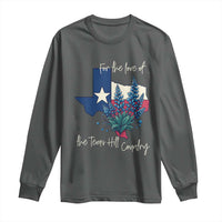 For the Love of the Texas Hill Country Long Sleeve Shirt Bluebonnet Floral Patriotic Flag - Wonder Print Shop