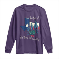 For the Love of the Texas Hill Country Long Sleeve Shirt Bluebonnet Floral Patriotic Flag - Wonder Print Shop