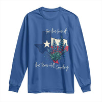 For the Love of the Texas Hill Country Long Sleeve Shirt Bluebonnet Floral Patriotic Flag - Wonder Print Shop